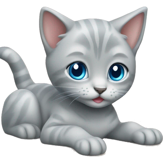 grey kitten blue eyes sitting on the table  emoji