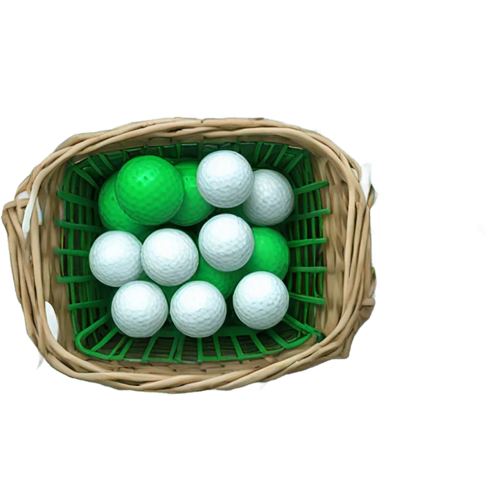 dark green golf range basket full of white golf balls emoji