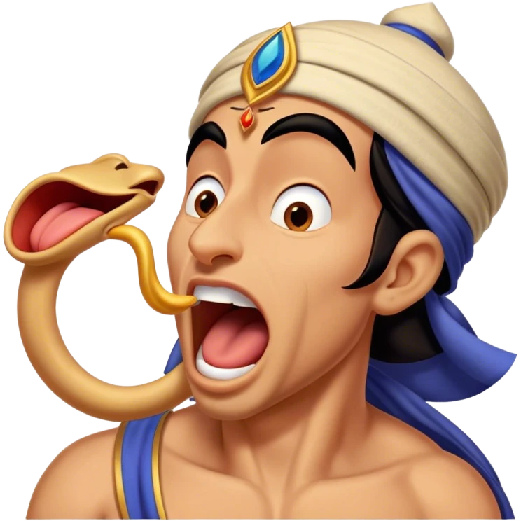 Cinematic Realistic Aladdin Portrait, head tilted slightly with a dramatic, wide-open yawn, revealing a relaxed, yet still vigilant expression. The lifelike textures of his skin and carefully rendered fabric of his attire combine with warm, ambient lighting to capture a moment of endearing, laid-back heroism. emoji