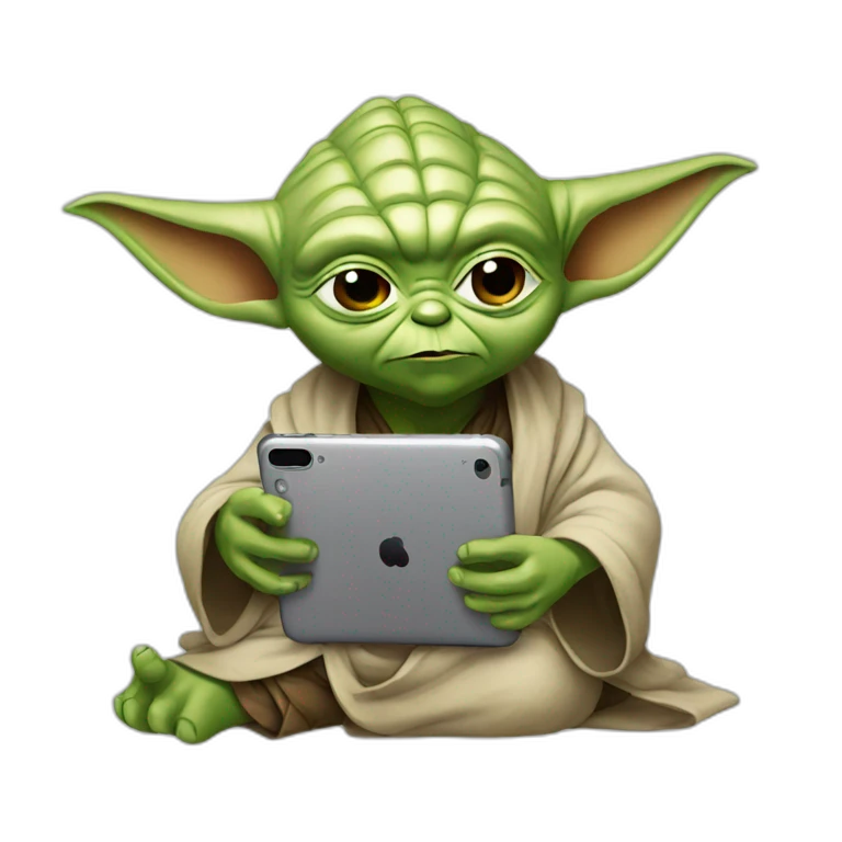 Yoda watching youtube on phone emoji