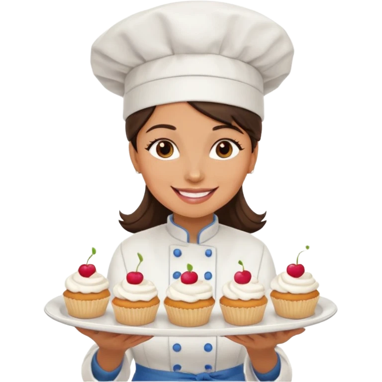 
Woman holding tray of cupcakes

 emoji