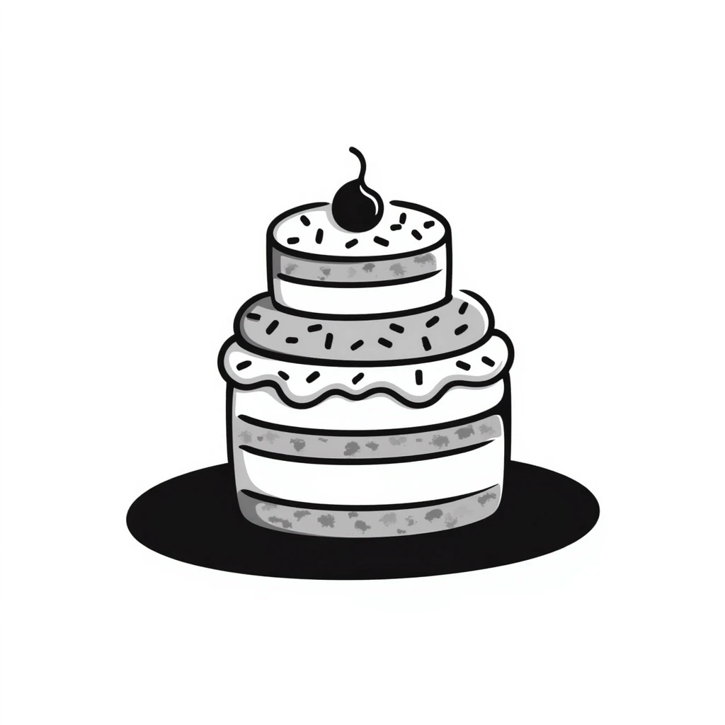 hand drawn doodle of a cake with sprinkles emoji