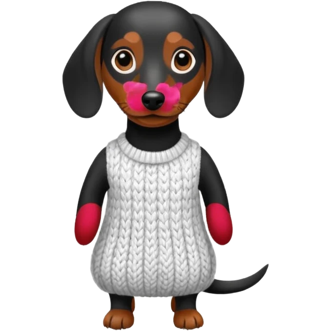 Bassotto ) in bianco e nero con vestitino in maglia emoji