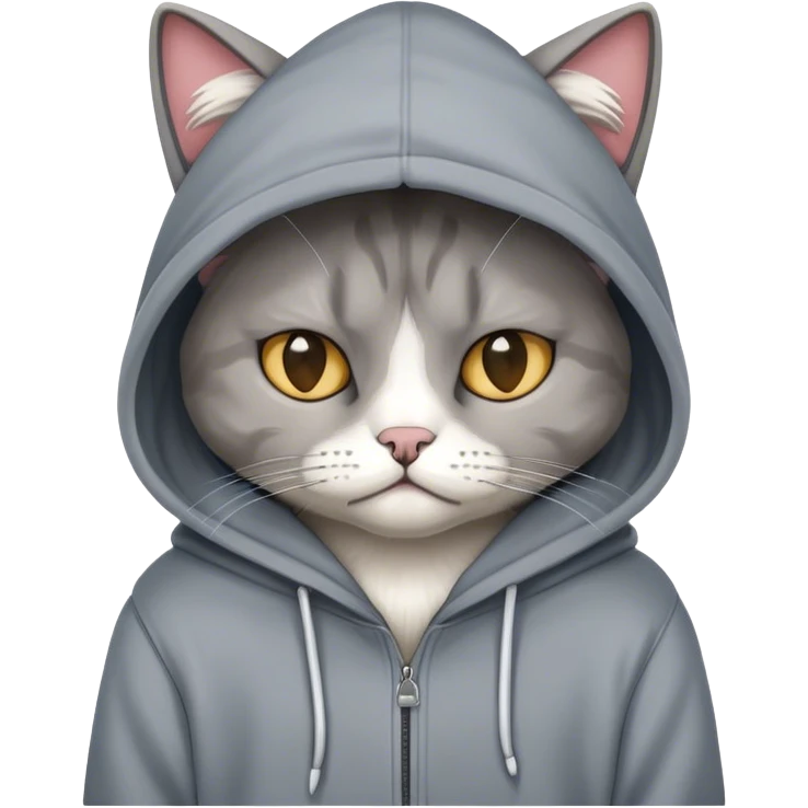 A sad cat with a hoddie emoji