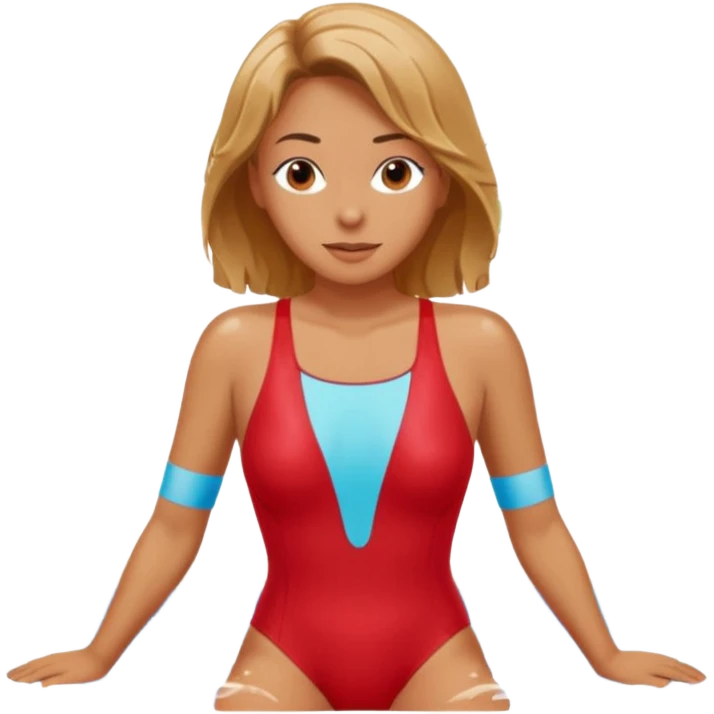Woman Red onepiece, Background Indoor pool emoji