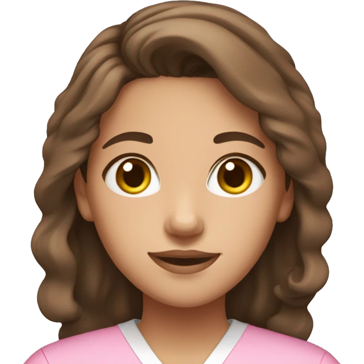 Girl with brown hair & brown eyes in pink scrubs  emoji