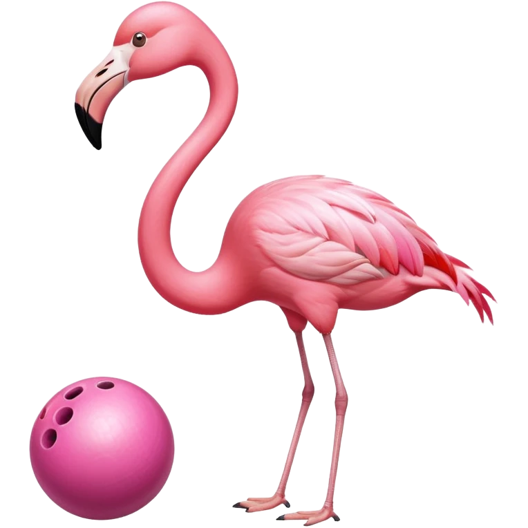 Flamingo playing bowling emoji