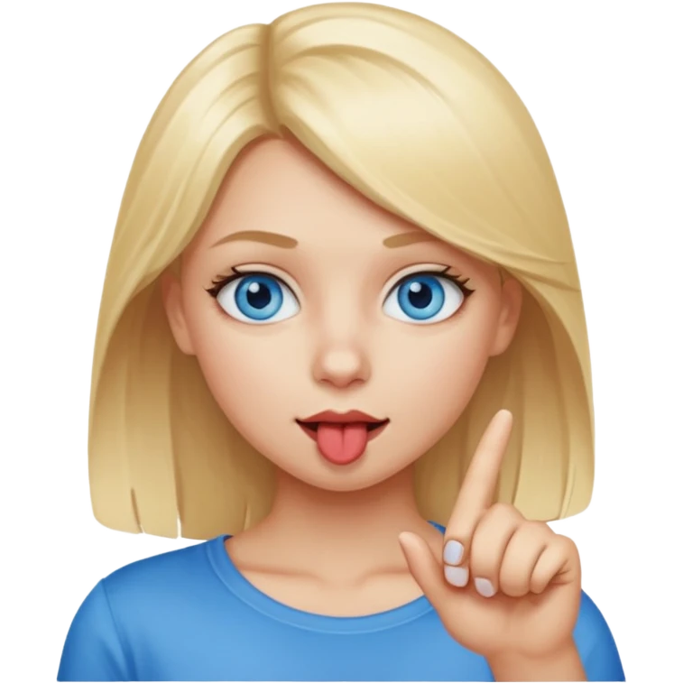  Chica con el dedo índice en la boca mordiéndose la boca ,que la chica sea rubia con ojos azules  emoji