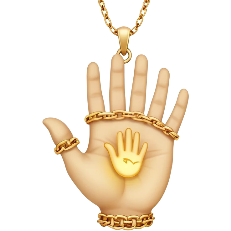 emojis for pendants with chains generally jewelry that is purposeful -- ethereal glowing hand with symbolic palm lines-- 5 fingers reading palm 
 emoji