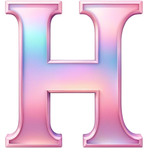 Iridescent pastel pink formal Font setting icon with letter H emoji