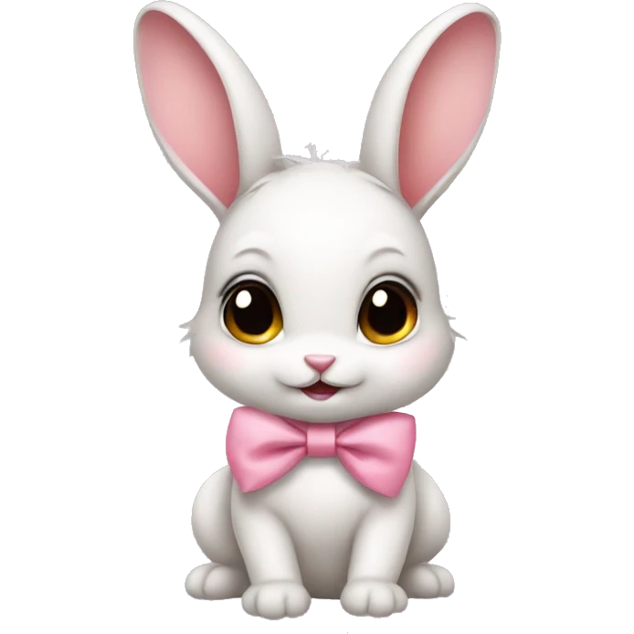 Baby bunny with coquette bow on ear emoji