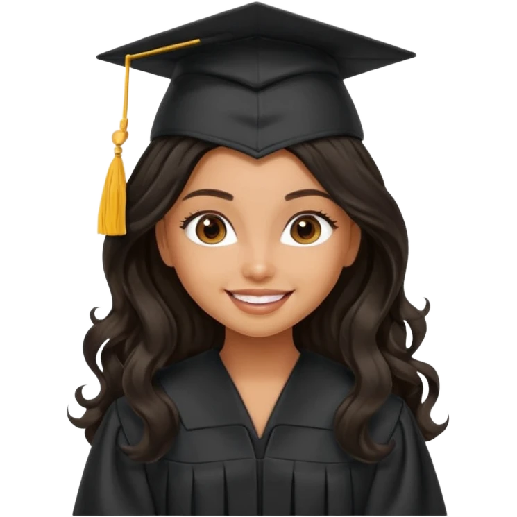 a pretty tan bratz girl with black wavy long hair graduating emoji