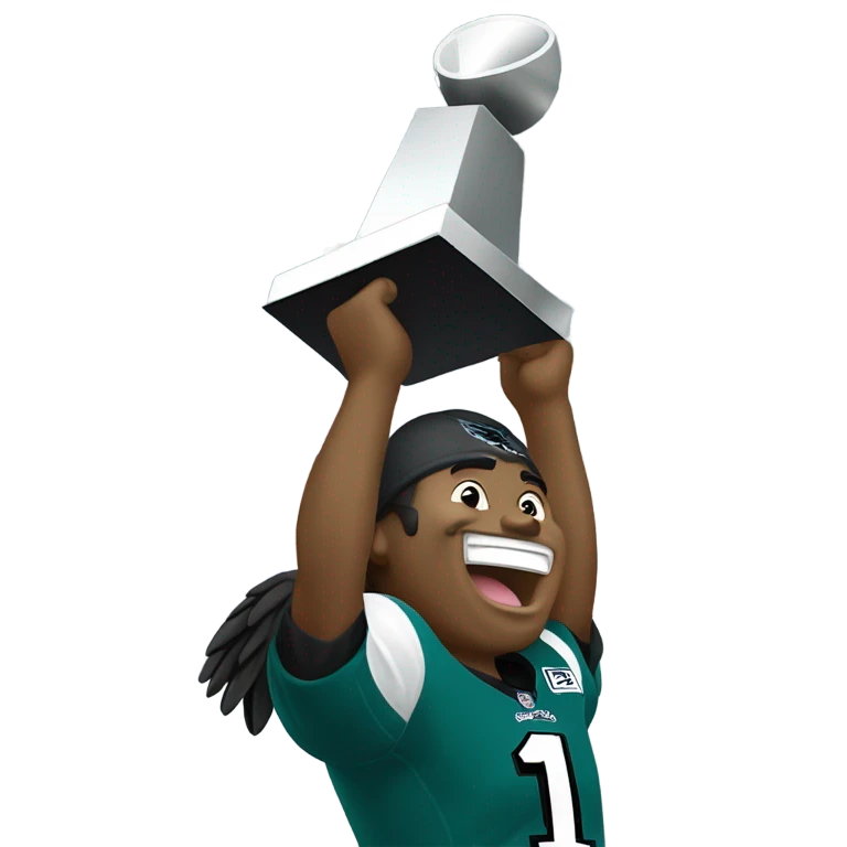 Philadelphia eagle mascot lifting Lombardi trophy with confetti celebration  emoji