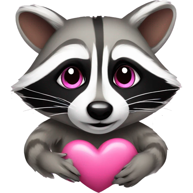 raccoon with pink heart emoji