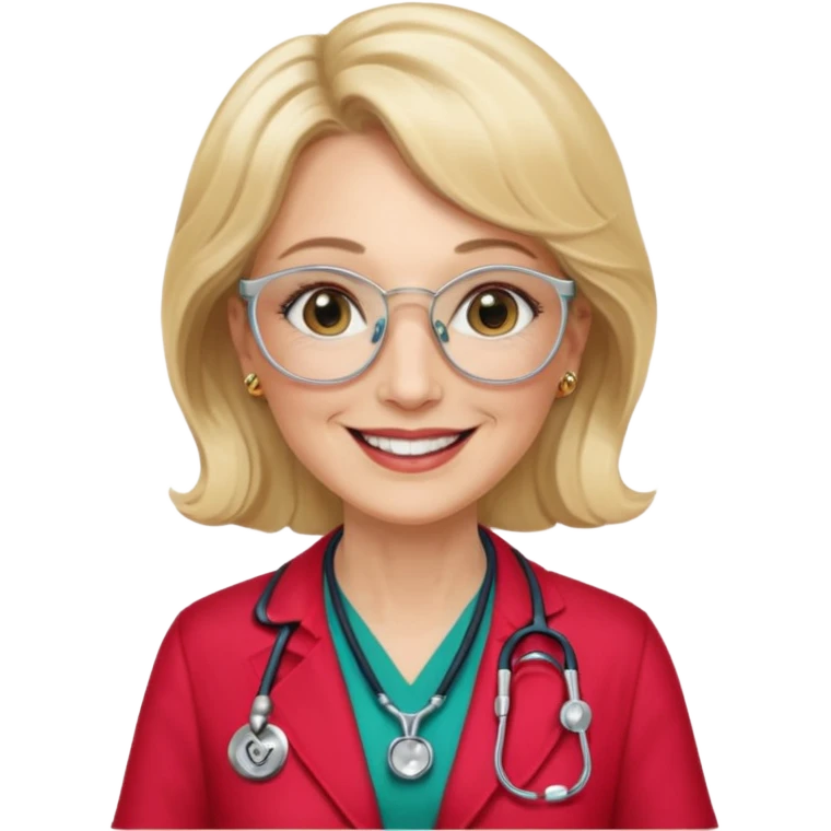 she is about 65 years old with blond hair, likes gucci, is a phd in cardiology emoji