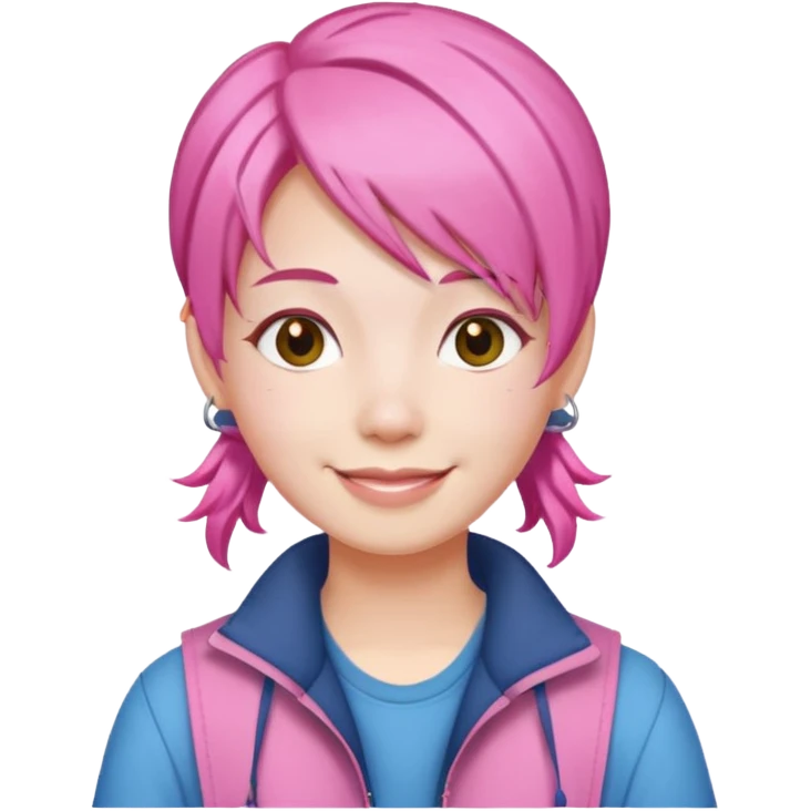 chinese pink haired toutist emoji