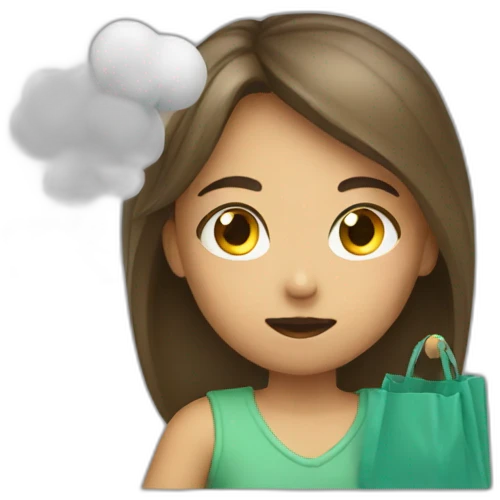 a girl blowing a bag emoji