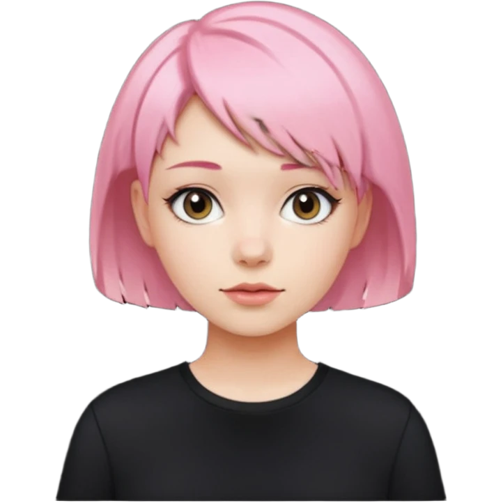 Young woman, short pink hair, modern style emoji