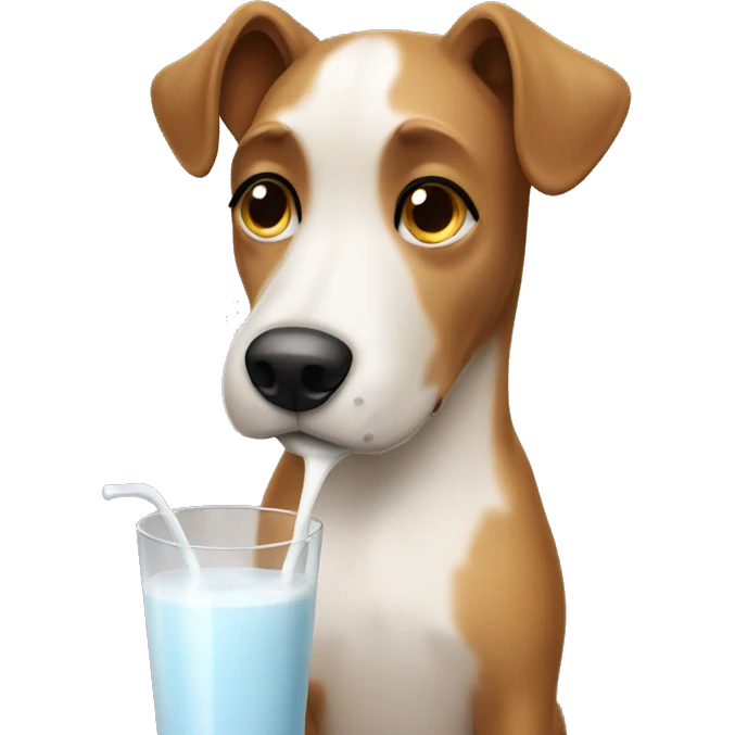 a dog drinking milk emoji
