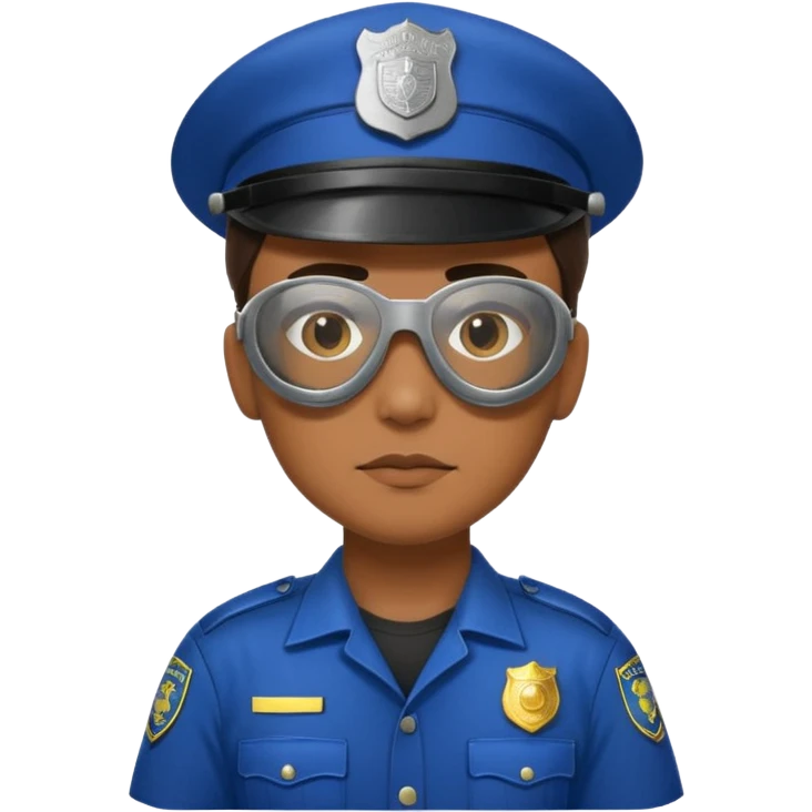 police officer with badge and welding goggles over eyes emoji