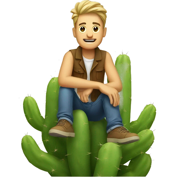 man sitting on cactus emoji