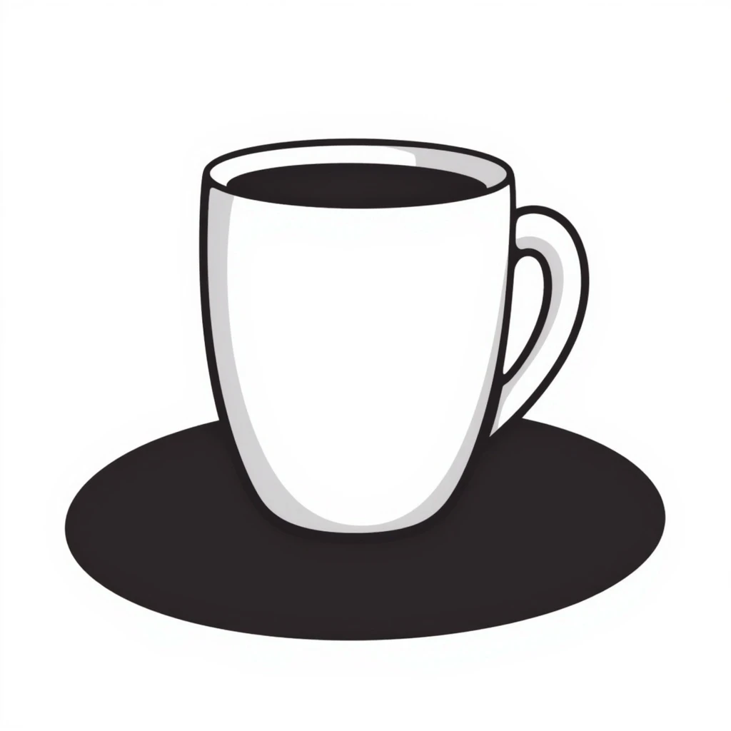 hand drawn doodle style espresso cup, black lines, sketchy, playful emoji
