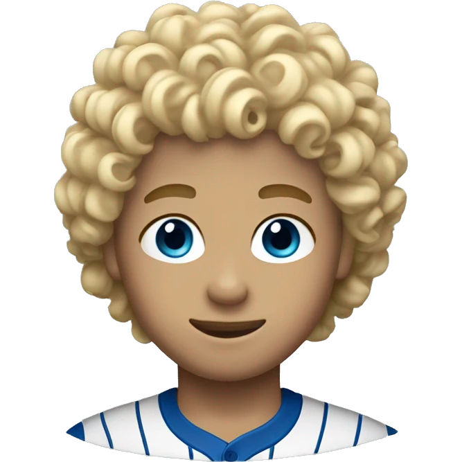 curly hair, blonde, blue eyed, baseball boy emoji