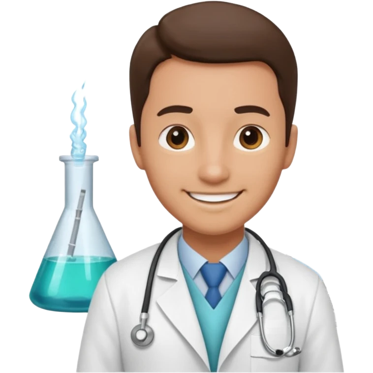 medico con estetoscopio y bata en un hospital emoji