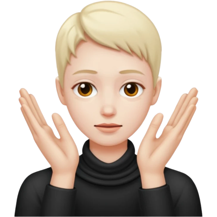 Tweaking out with hands over neck emoji