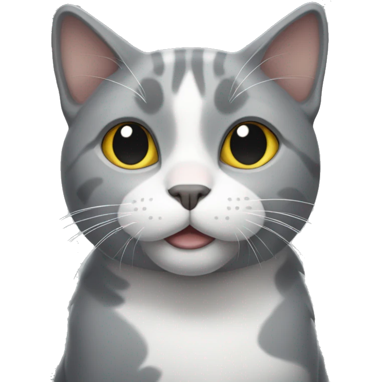 grey cat with white patches on its chest  emoji