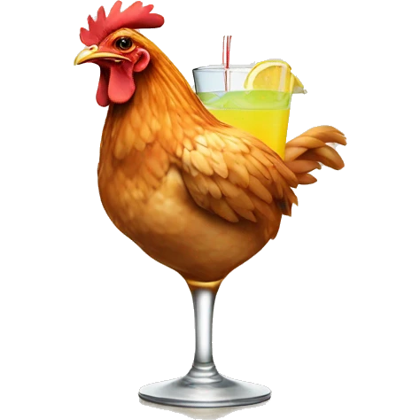 Chicken drinking Cocktail  emoji