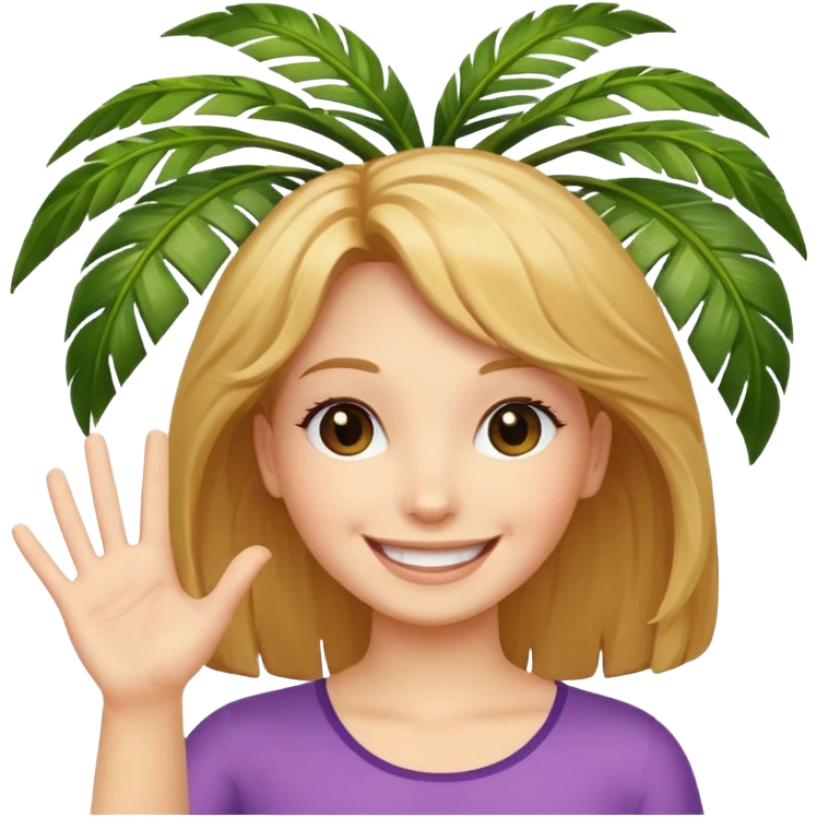 A palm with women's hair and face saying Hi, Matt! emoji