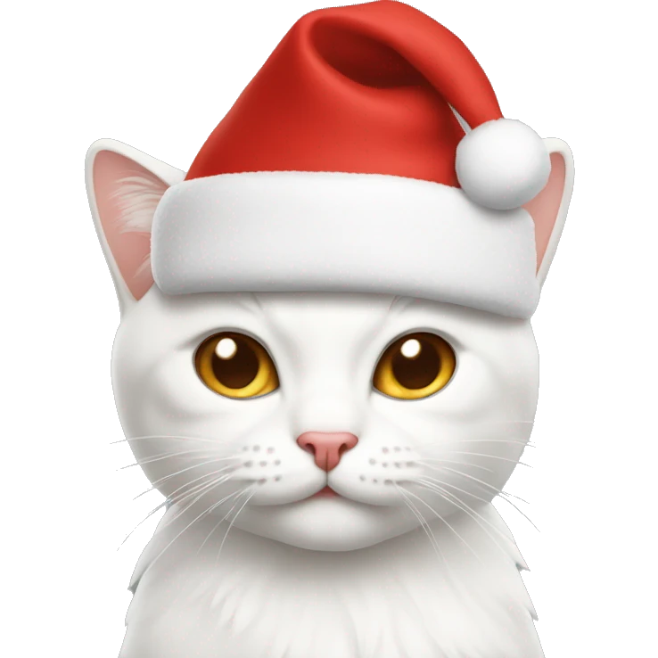 Gato blanco con gorro de navidad emoji
