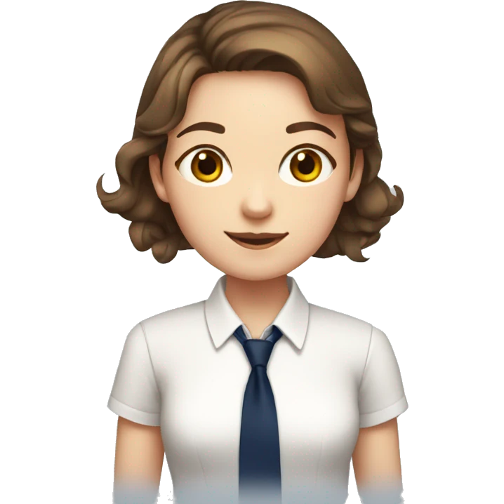 brown haired school girl in white shirt and navy tie emoji