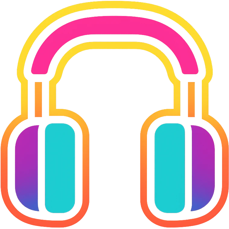headphones with glowing neon effect, vibrant colors, glowing outline on dark background emoji