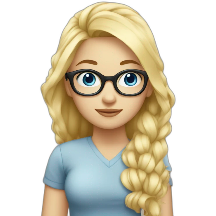 nerd girl blue eyes blonds hair emoji