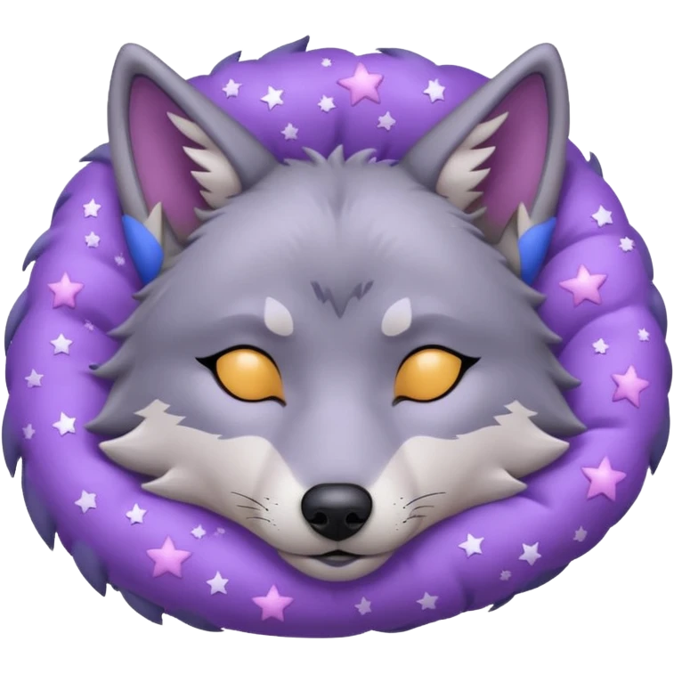 A wolf of winterfell from game of thrones sleeping under lilac stars emoji