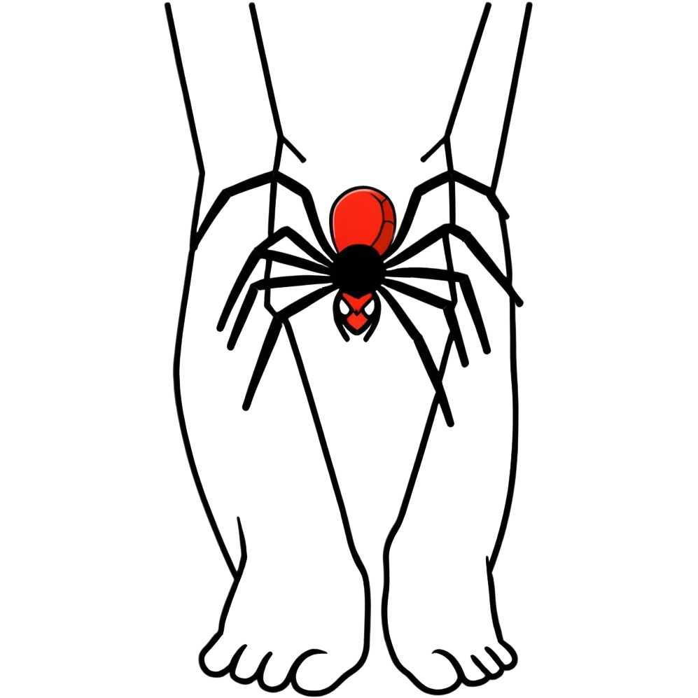 Black widow spider on a man’s leg emoji