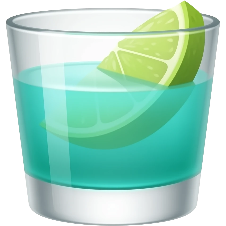 turquoise colored cocktail in shot glass emoji