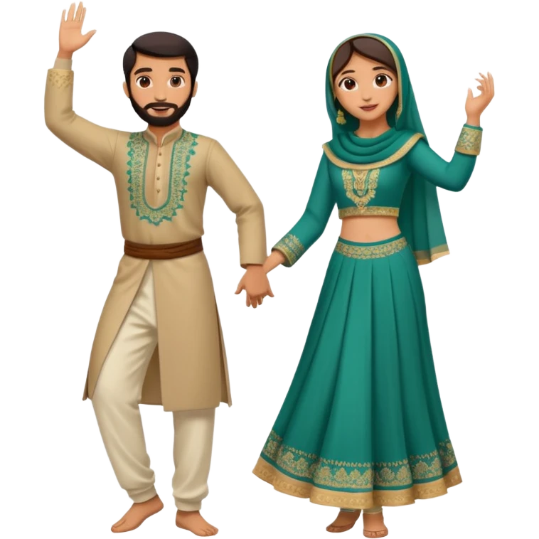 pakistani dancing man and woman modest full body emoji