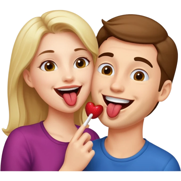 A woman licking a man happily emoji