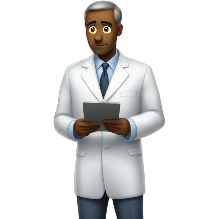 Nervous boss in food warehouse regarding metrics emoji