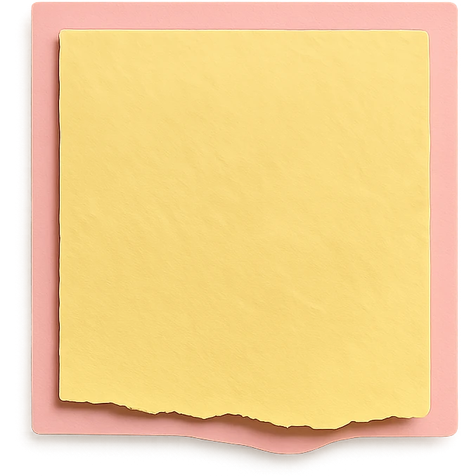 soft pastel gentle sticky note icon with torn paper edge, with a pink border emoji