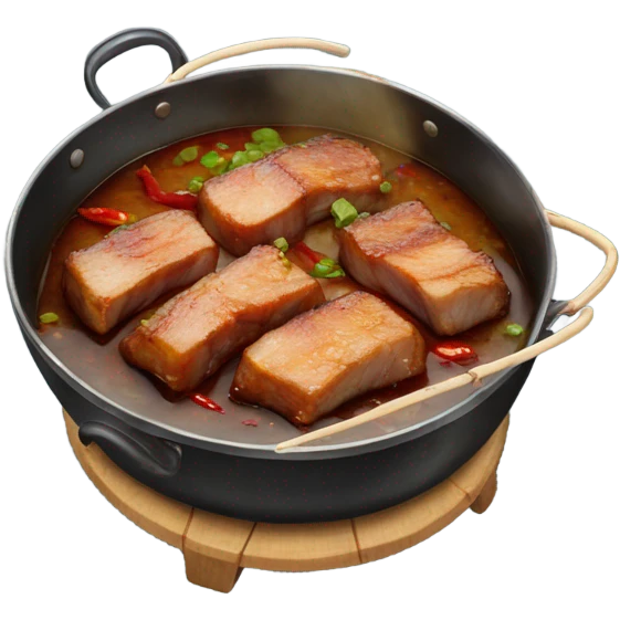 Sticky Chinese Pork Belly in wok emoji