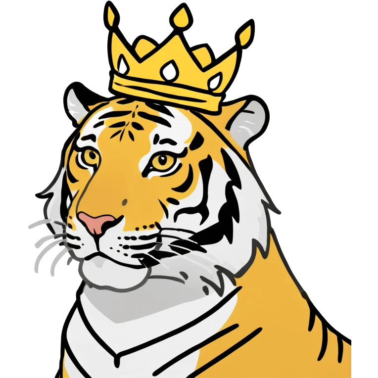 Tiger wearing a crown emoji