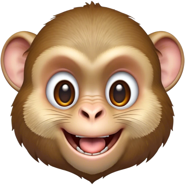 Cinematic Cheeky Macaque Portrait Emoji, Grinning mischievously with a tilted head and a playful smirk, showcasing a smart, agile build with soft, textured fur and wide, sparkling eyes pulling a funny face, Simplified yet strikingly expressive features, highly detailed, glowing with a warm, vibrant radiance, high shine, spirited and impish, stylized with an air of cheeky primate mischief, focused and teasing, soft glowing outline, capturing the essence of a cheeky macaque that looks ready to jump out of the screen with playful charm! emoji