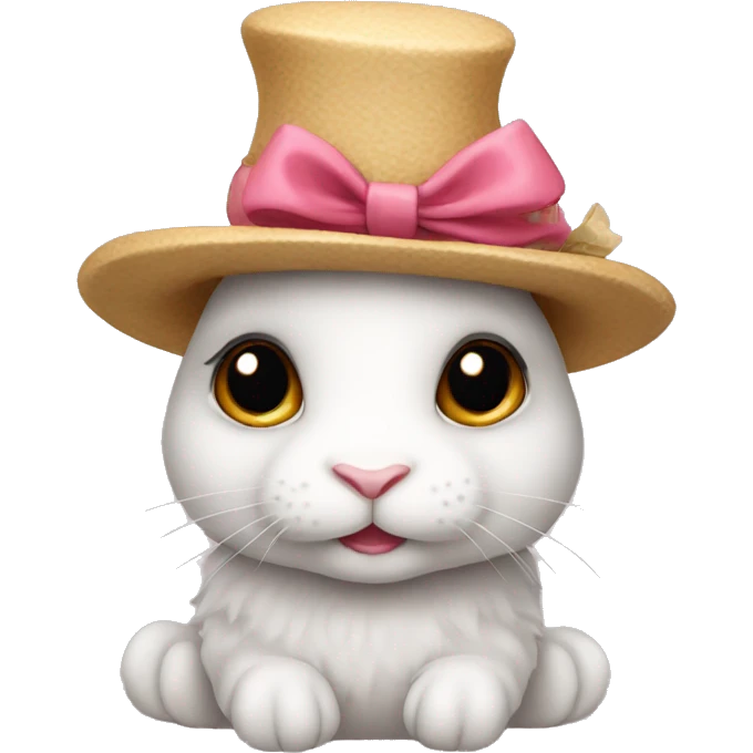 cute rabbit with bow hat emoji
