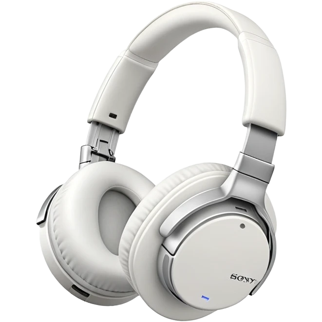 Full-sized white Sony headphones with over-ear cups and Sony logo, professional looking with plush ear cushions emoji