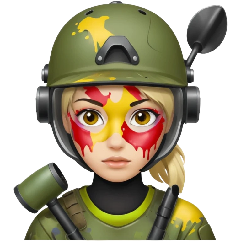paintball player face girl emoji