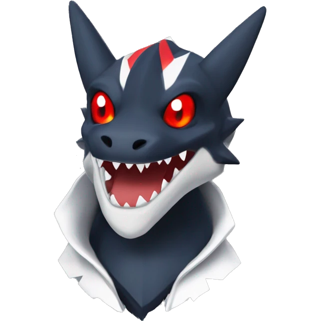 Black Cool Edgy Anthro Sharpedo-Sergal-Garchomp-Fakémon  with White and Red Edgy markings emoji